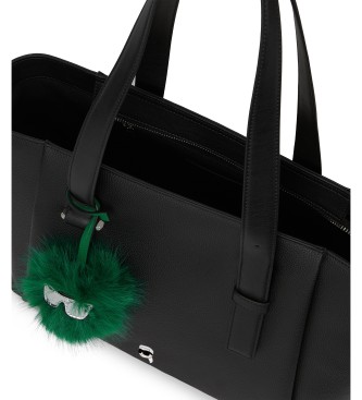Karl Lagerfeld Large Ikon Pebble tote bag with pendant in black