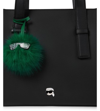Karl Lagerfeld Large Ikon Pebble tote bag with pendant in black