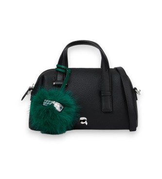 Karl Lagerfeld Black Ikon Pebble small satchel bag with charm
