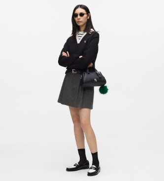 Karl Lagerfeld Black Ikon Pebble small satchel bag with charm