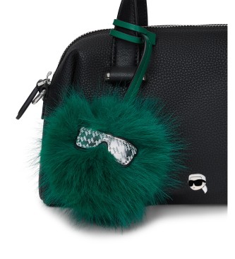 Karl Lagerfeld Black Ikon Pebble small satchel bag with charm