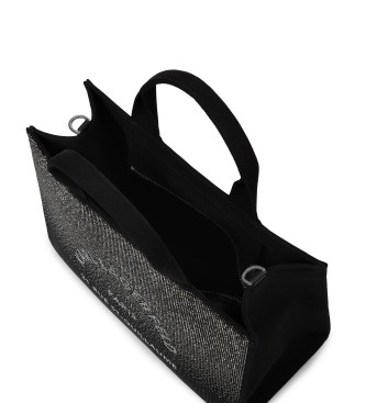 Karl Lagerfeld Medium square tote bag with rhinestones Rue St-Guillaume black