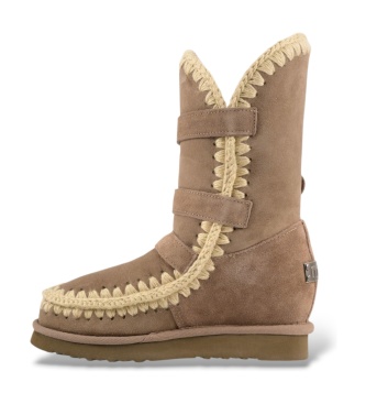 Mou Botas de Pele Eskimo Inner Wedge com fivelas castanho
