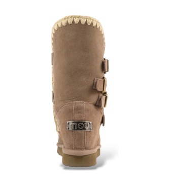Mou Botas de Pele Eskimo Inner Wedge com fivelas castanho