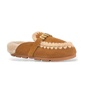 Mou Mules in crosta Winter Bio Slide Logo marrone