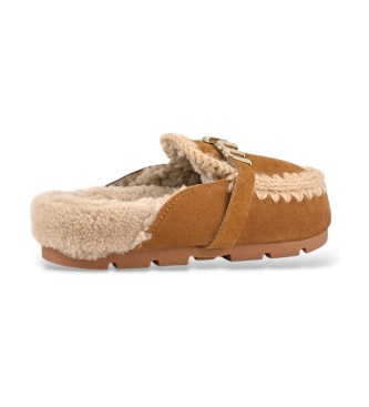 Mou Mules in crosta Winter Bio Slide Logo marrone