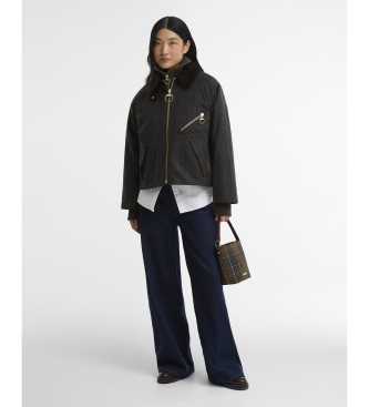 Barbour Chaqueta de algodón encerado Arlene Checked Wax verde