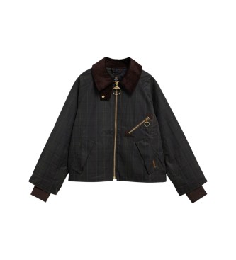 Barbour Chaqueta de algodón encerado Arlene Checked Wax verde