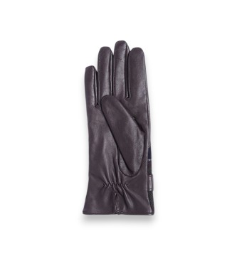 Barbour Guantes de piel Dee Tartan marrón oscuro