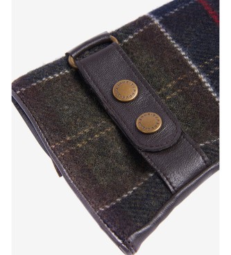 Barbour Guantes de piel Dee Tartan marrón oscuro