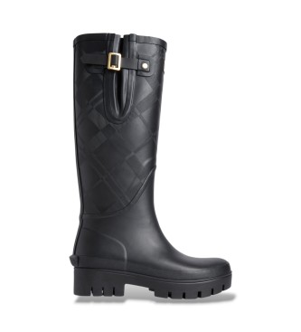 Barbour Botas Leighton Tartan Tall Welly negro