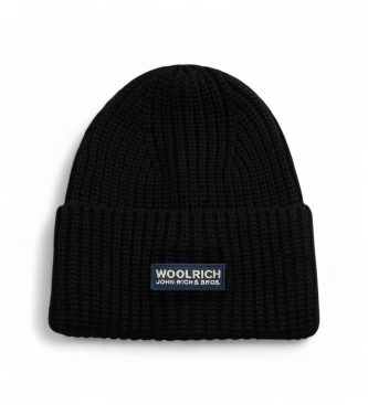 Woolrich Gorro Fine Merinos Logo preto