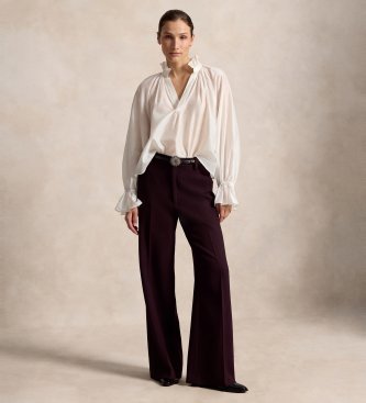 Polo Ralph Lauren Pantalon Beaton en crêpe de laine grenat