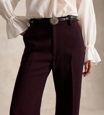 Polo Ralph Lauren Pantalon Beaton en crêpe de laine grenat