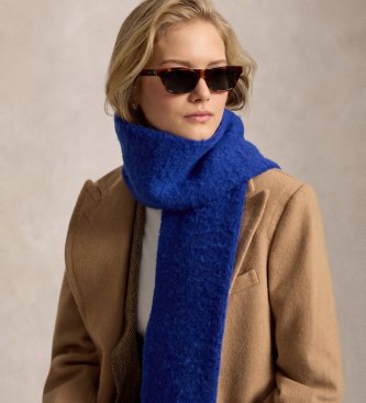 Polo Ralph Lauren Sciarpa in misto lana con frange blu