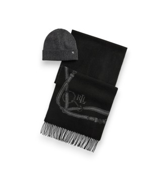 Lauren Ralph Lauren Écharpe à motif équestre et bonnet noir