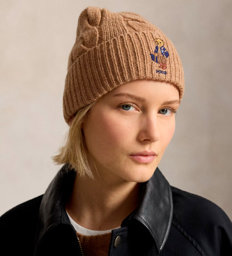 Polo Ralph Lauren Brun uldblandingshue med Polo Bear