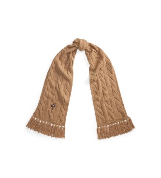 Polo Ralph Lauren Sciarpa in punto trecce con Polo Bear marrone
