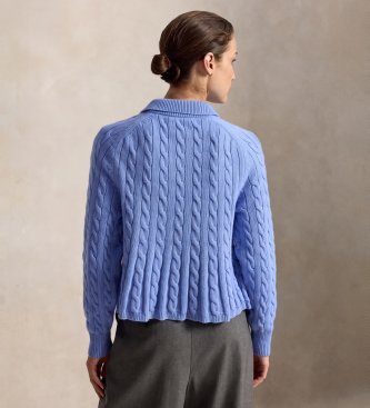 Polo Ralph Lauren Pullover aus Wolle und Kaschmir mit blauem Peplum