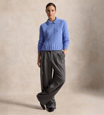 Polo Ralph Lauren Pullover aus Wolle und Kaschmir mit blauem Peplum