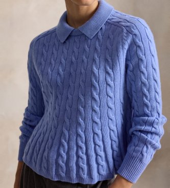 Polo Ralph Lauren Pullover aus Wolle und Kaschmir mit blauem Peplum