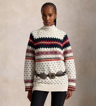 Polo Ralph Lauren Fair-Isle-Pullover aus Wollmischung in Cremeweiß