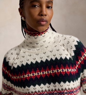 Polo Ralph Lauren Fair-Isle-Pullover aus Wollmischung in Cremeweiß