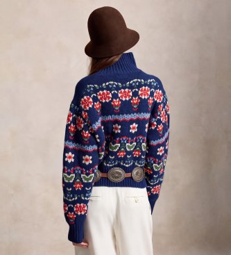 Polo Ralph Lauren Pullover aus Wollmischung mit blauen Blumen