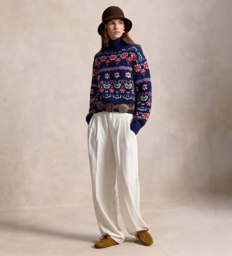 Polo Ralph Lauren Pullover aus Wollmischung mit blauen Blumen