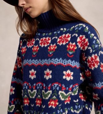 Polo Ralph Lauren Pullover aus Wollmischung mit blauen Blumen