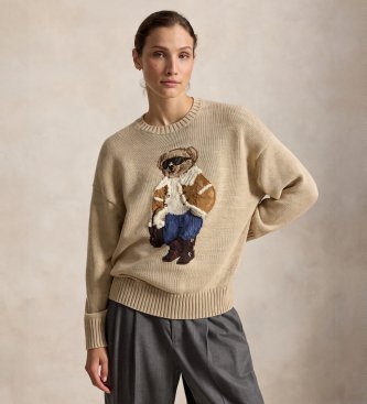 Polo Ralph Lauren Trui met winterse Polo Bear beige