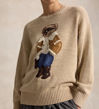 Polo Ralph Lauren Trui met winterse Polo Bear beige
