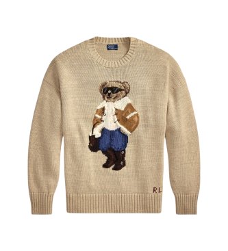 Polo Ralph Lauren Trui met winterse Polo Bear beige