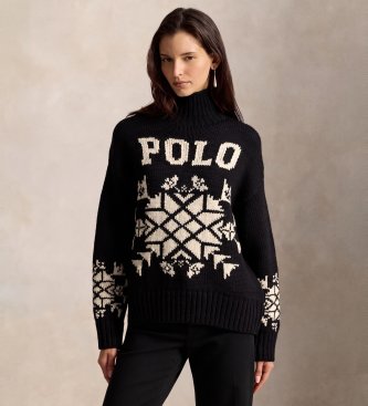 Polo Ralph Lauren Wollpullover mit schwarzem Rollkragen