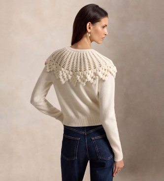 Polo Ralph Lauren Gehaakt vest van wol en alpaca in crèmewit