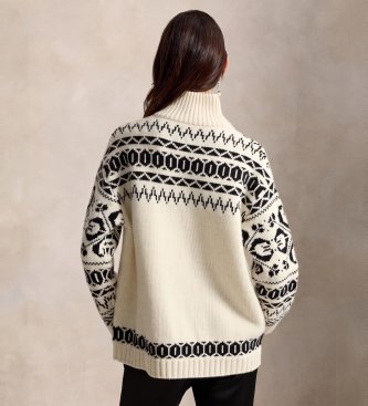 Polo Ralph Lauren Pullover aus Wolle und Kaschmir mit weißem Polo Bear in Creme