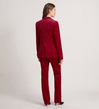 Lauren Ralph Lauren Blazer de terciopelo elástico con ribete rojo