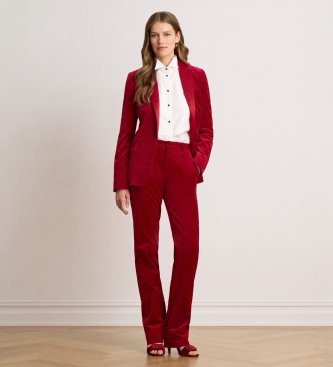 Lauren Ralph Lauren Blazer de terciopelo elástico con ribete rojo