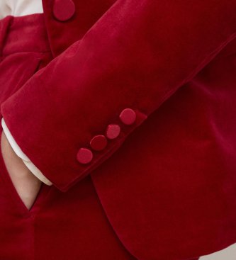 Lauren Ralph Lauren Blazer de terciopelo elástico con ribete rojo