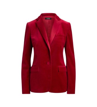 Lauren Ralph Lauren Blazer de terciopelo elástico con ribete rojo
