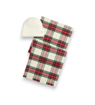 Lauren Ralph Lauren Ensemble écharpe et bonnet en tricot blanc, rouge