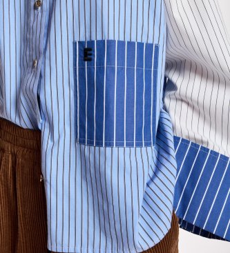 Essentiel Antwerp Chemise en tissu mixte Kovid bleu