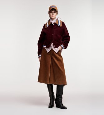 Essentiel Antwerp Strickjacke mit Kamore-Kragen, granatrot