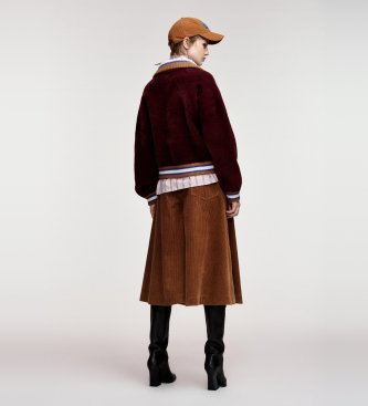 Essentiel Antwerp Strickjacke mit Kamore-Kragen, granatrot
