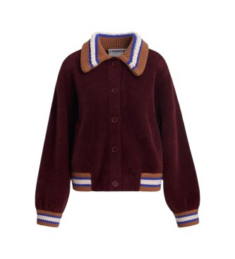 Essentiel Antwerp Strickjacke mit Kamore-Kragen, granatrot