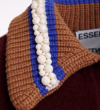Essentiel Antwerp Strickjacke mit Kamore-Kragen, granatrot