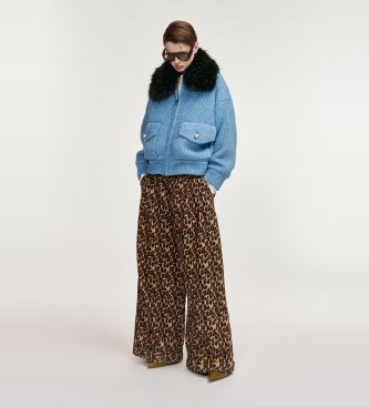 Essentiel Antwerp Strickjacke mit Kunstfell Kanada blau