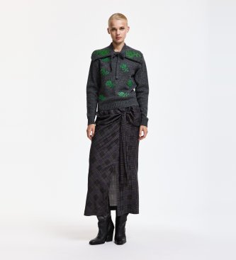 Essentiel Antwerp Saia midi drapeada Karm preta