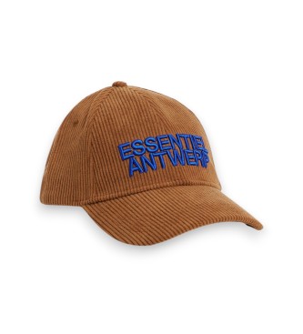 Essentiel Antwerp Casquette en velours côtelé Logo Kainor marron