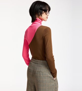 Essentiel Antwerp Pull bicolore col haut Koncert marron, rose